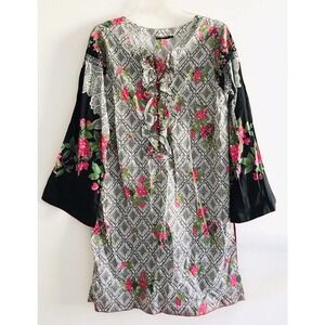 Set of 3 Alkaram Studio Womens Long Sleeve Kurta Tunic Top Size Large Gray Pink
